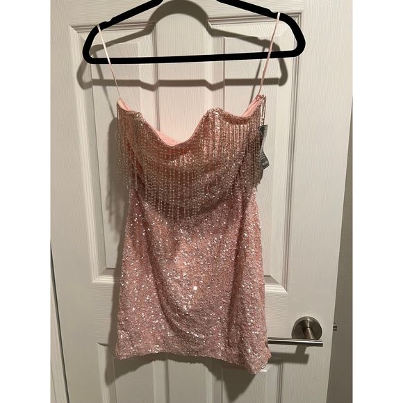 New *FLAW* retrofete Cassandra Dress in Baby Pink Size S REVOLVE MSRP $565 - Picture 5 of 10